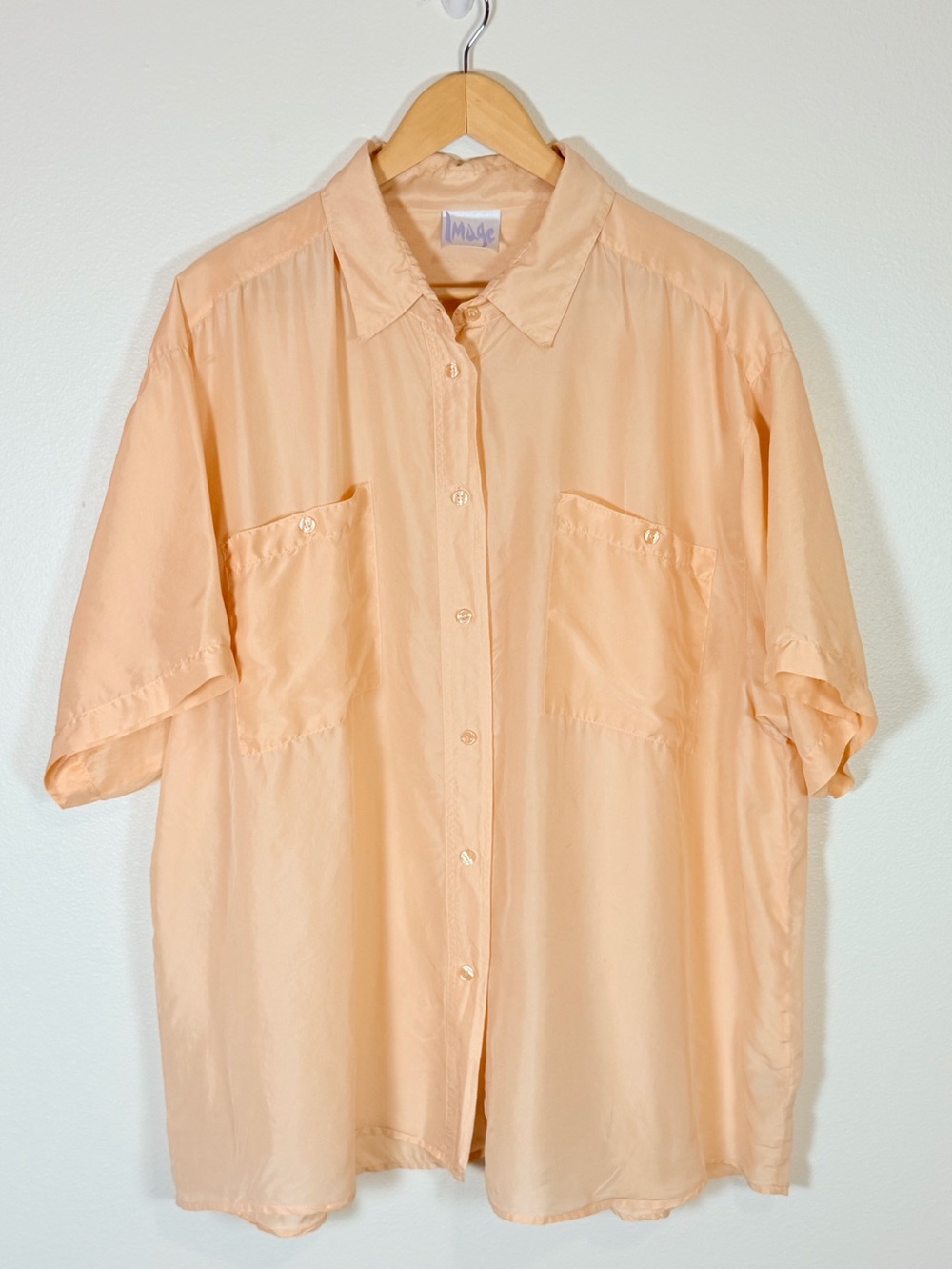 Light Peach Short-Sleeve Button-Up Shirt